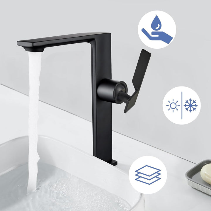 Wasserhahn Bad Schwarz Hoch Waschtischarmatur Armatur Badezimmer Mischbatterie Waschbecken Armaturen