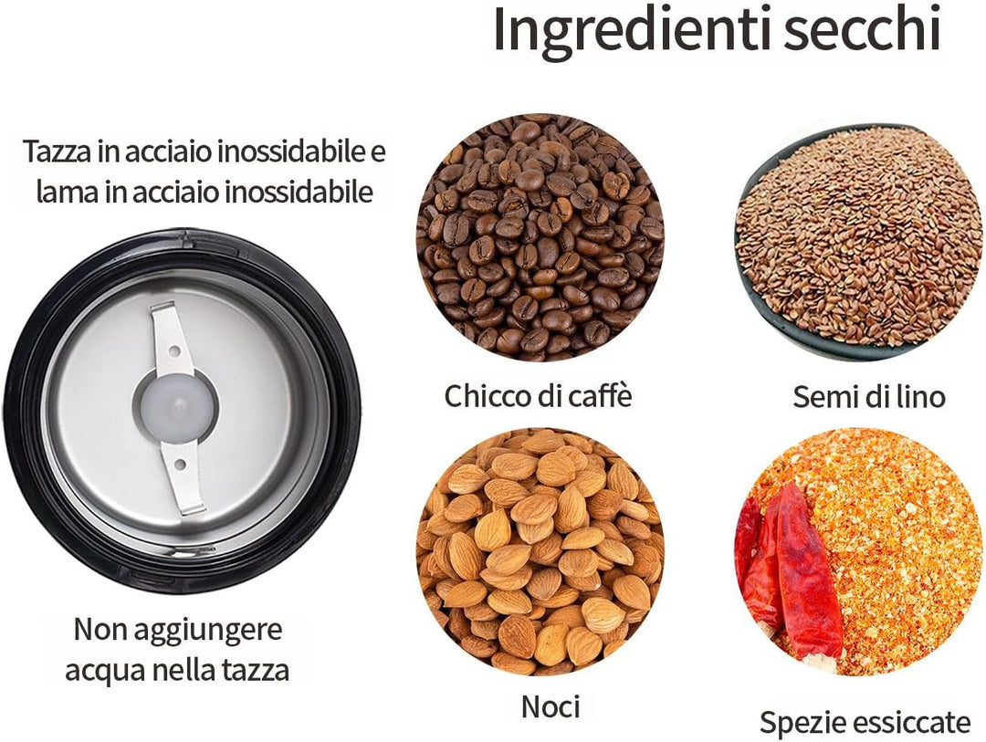 DR MILLS DM-7438 Elektrische Gewürz- und Kaffeemühle, Messer, Tasse bestehen aus SUS304 rostfreiem S