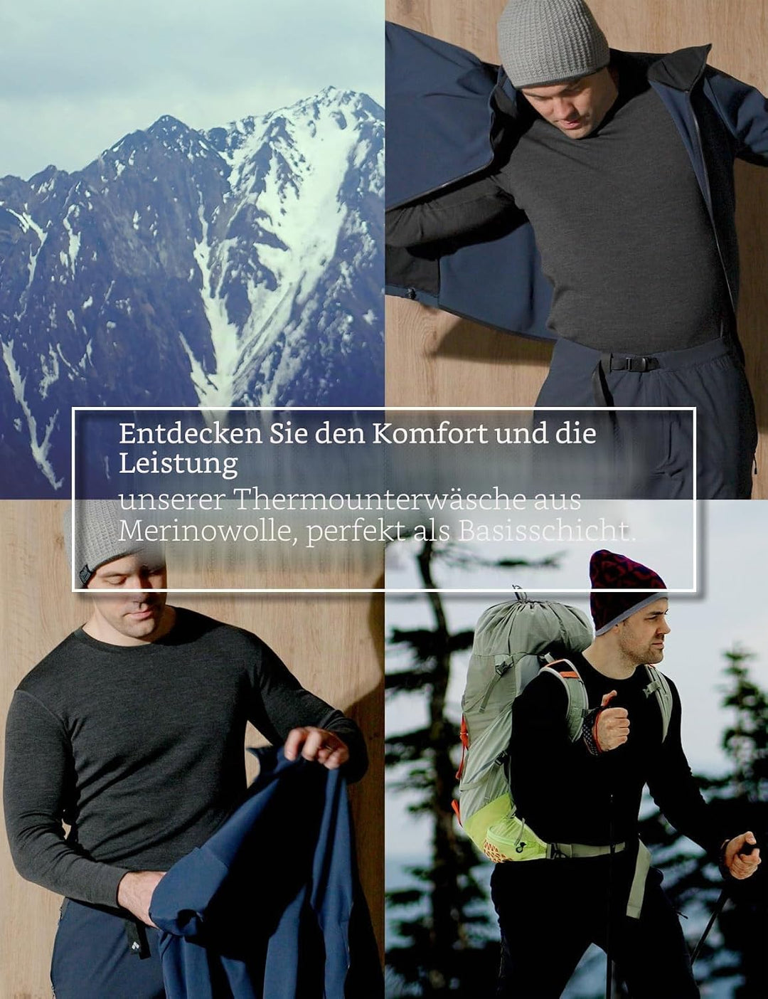 LAPASA Herren 100% Merinowolle Thermounterhosen, Premium Merino Wolle Unterhosen Thermounterwäsche (
