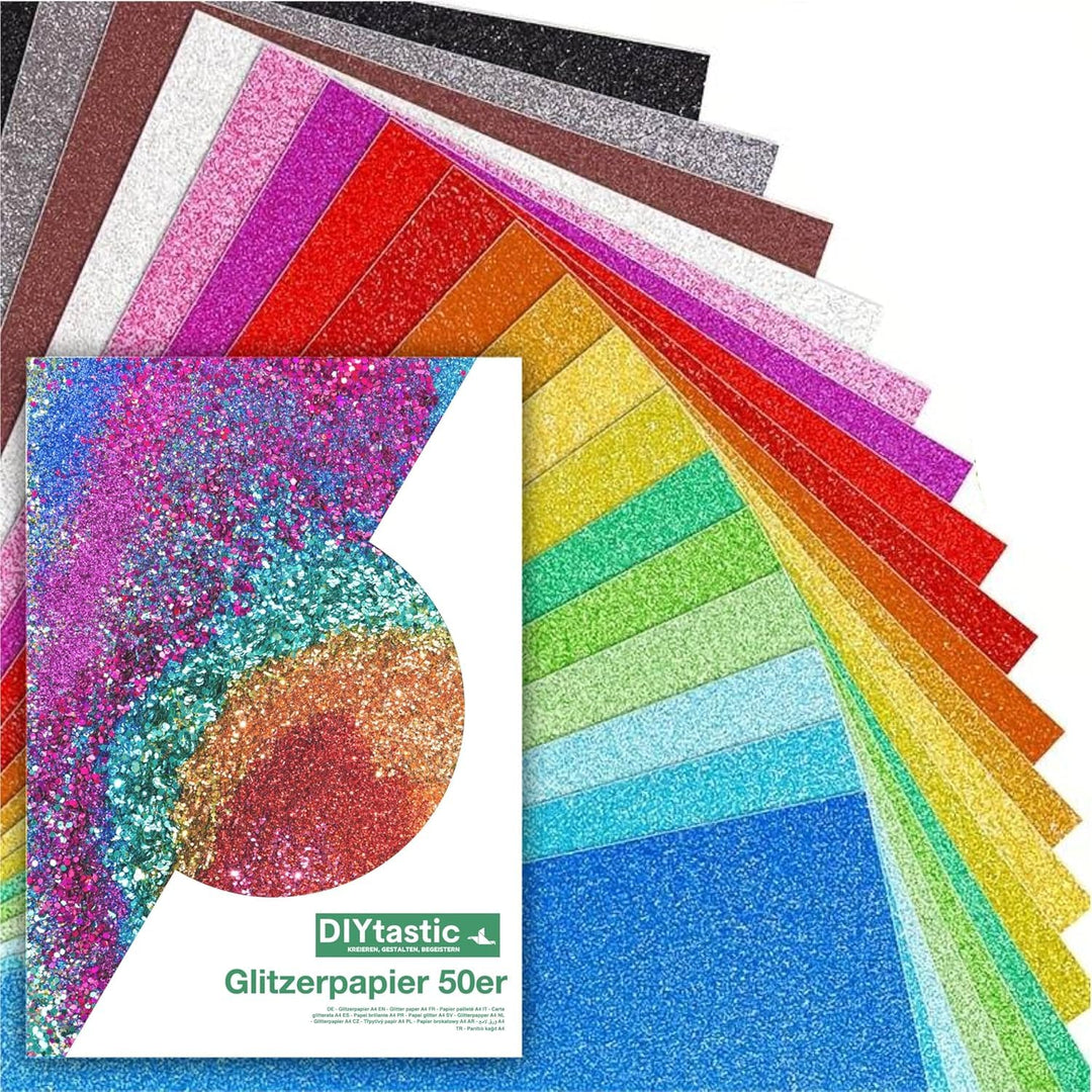 Bastelfreund® 250x Blatt - Glitzerpapier Glitterpapier 250 g/m² - A4 Kopierpapier Druckerpapier bunt
