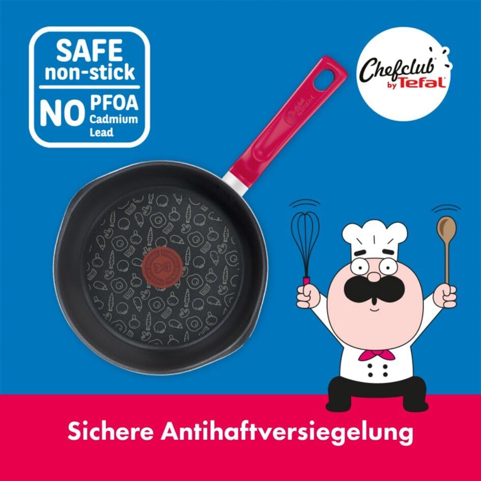 Tefal G80622 Chefclub Stielkasserolle 16 cm + Glasdeckel | Titanium Antihaftversiegelung | Thermo-Si