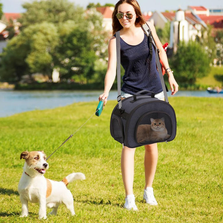 PETCUTE Faltbarer Transporttasche Katze und Hund,Katzentragetasche Hundetragetasche mit Verstellbare