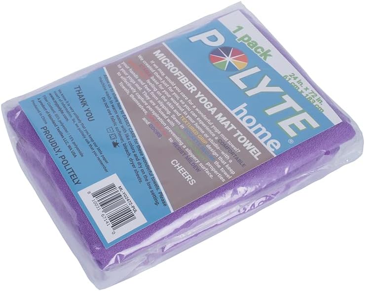 Polyte - Yoga Handtuch aus Mikrofaser mit Rutschfester Silikon Unterfläche und Elastischen Bändern,