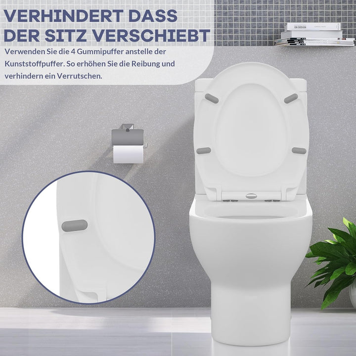 IDEALHOUSE Toilettendeckel mit Absenkautomatik, WC Sitz einfache Montage, Klodeckel Mit Quick-Releas