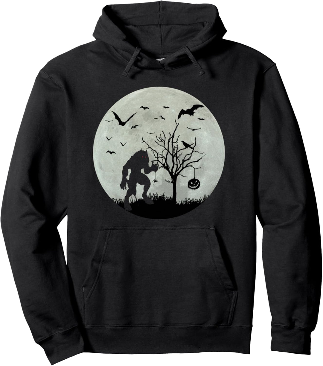 Werewolf Bats Spider Full Moon Scary Wolf Halloween Monster Pullover Hoodie