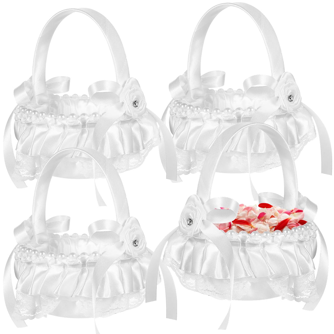 4pcs Hochzeit Blumenkorb Elfenbein Blumenmädchen Korb Blumenkinderkörbchen Streukörbchen Hochzeit fü