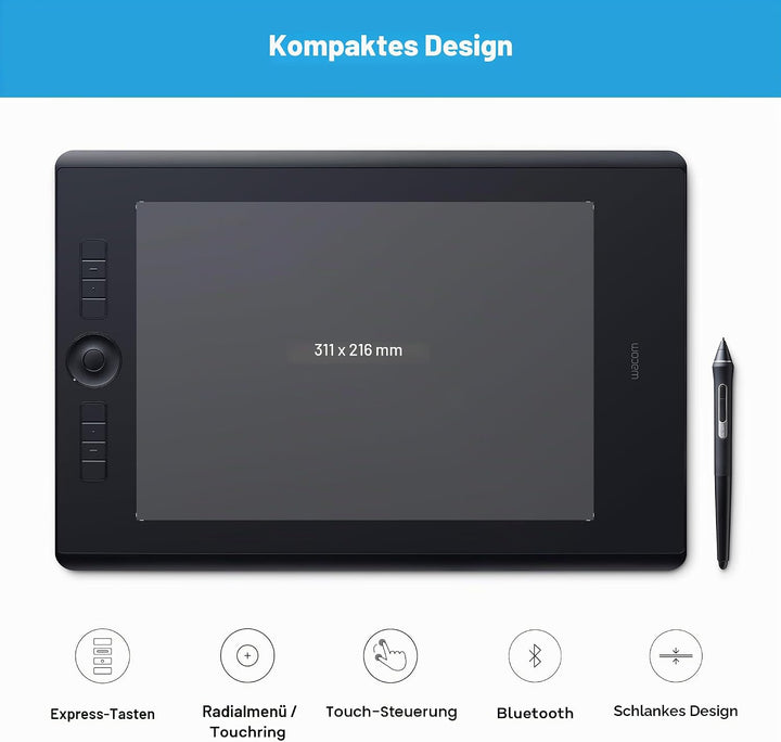 Wacom Intuos Pro Large Grafik-Tablett mit Bluetooth-Funktion – Grossflächiges Format für digitales Z