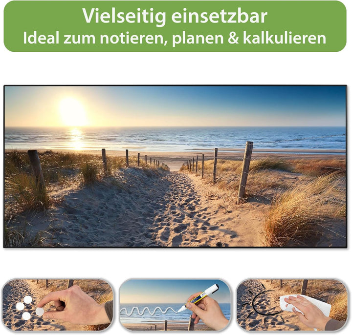 banjado Magnettafel schwarz 78 x 37cm / Magnetwand Metall/Magnetpinnwand als Memoboard/Pinnwand Magn