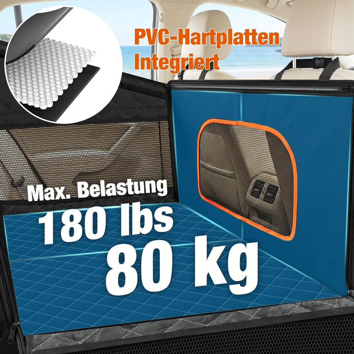 X XBEN Extra Stabiler Hunde Autositz, 50% Mehr Platz Hundesitz Auto Rückbank mit 3 Mesh-Fenstern, Ho