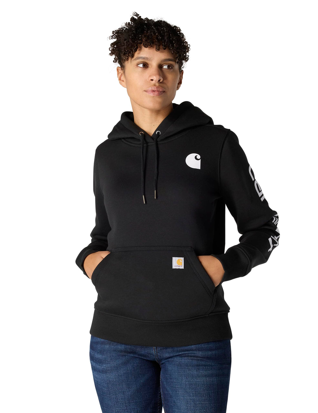Carhartt Bekleidung Clarksburg Sleeve Logo Hooded Sweatshirt XS Schwarz, XS Schwarz