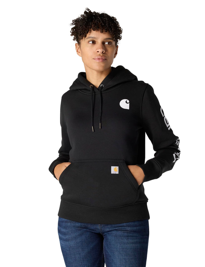 Carhartt Bekleidung Clarksburg Sleeve Logo Hooded Sweatshirt XS Schwarz, XS Schwarz