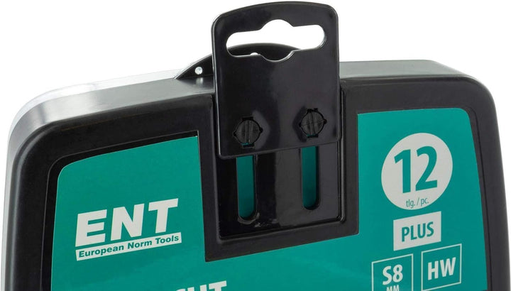 ENT 09012PLUS 12-tlg. HW Fräser PLUS Set in bruchfester Kunststoffkassette - Oberfräser mit Schaft 8