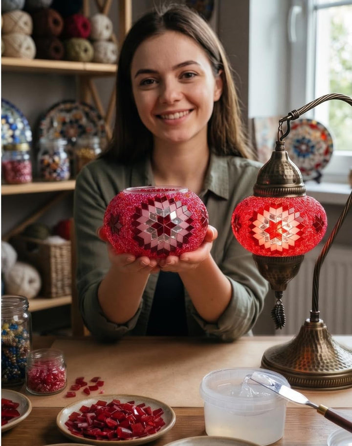 DEMMEX DIY Türkisches Mosaiklampen-Kit - Komplettes Kunst- und Handwerks-Geschenkset für Erwachsene