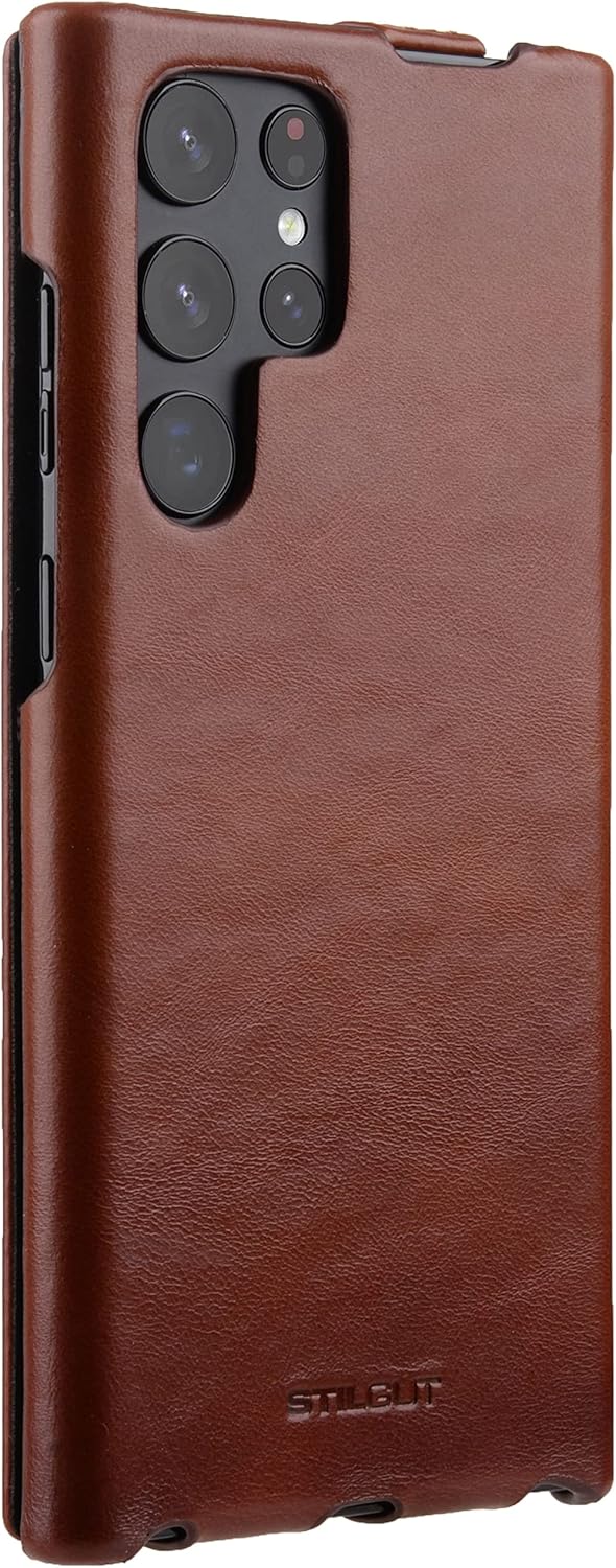 STILGUT Schutzhülle kompatibel mit Samsung Galaxy S22 Ultra Schutzhülle mit vertikalem Klappdeckel u