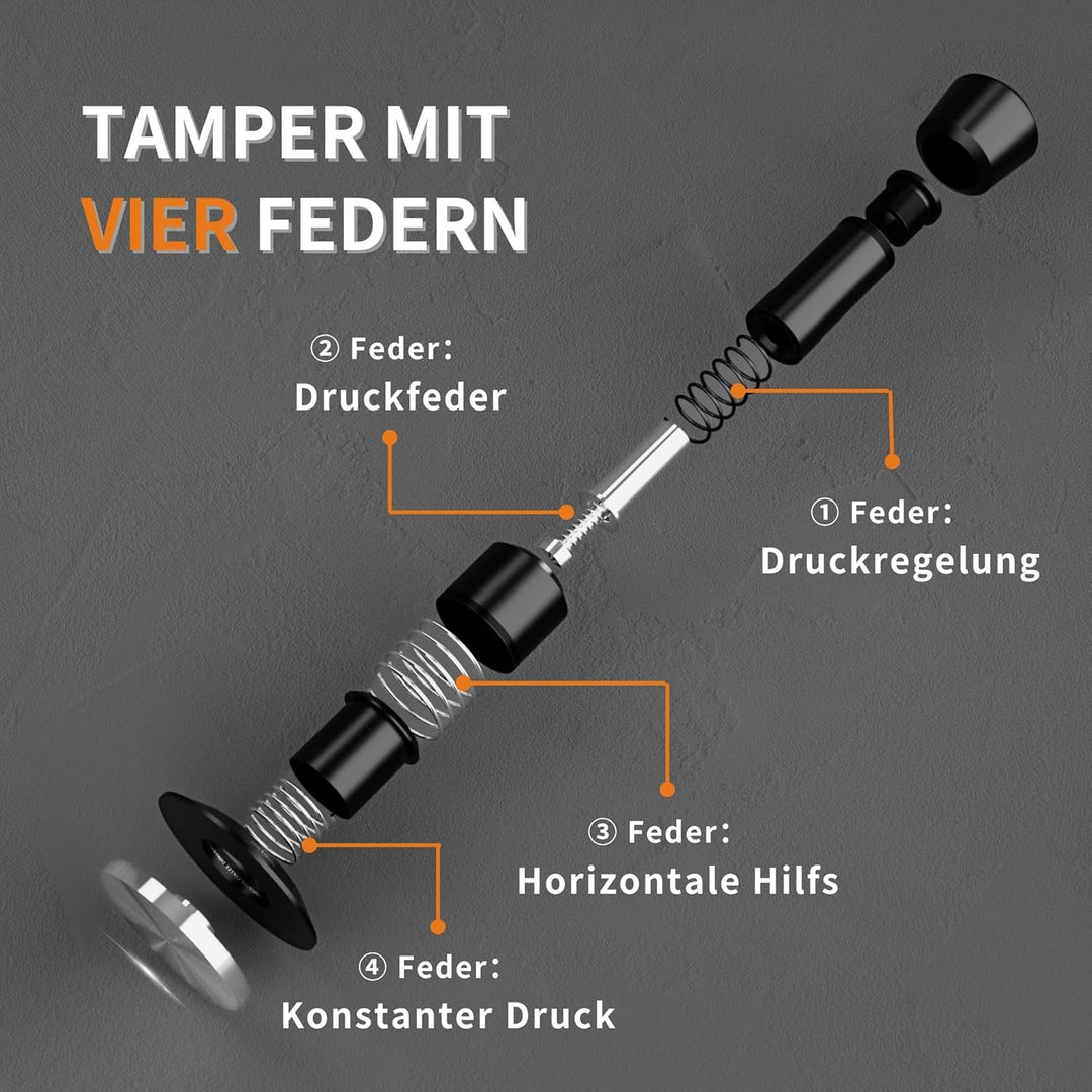 Tamper 51mm 4-Feder-System Kaffee Espresso Tamper für Barista Zubehör 25-35lbs Einstellbarer Anpress