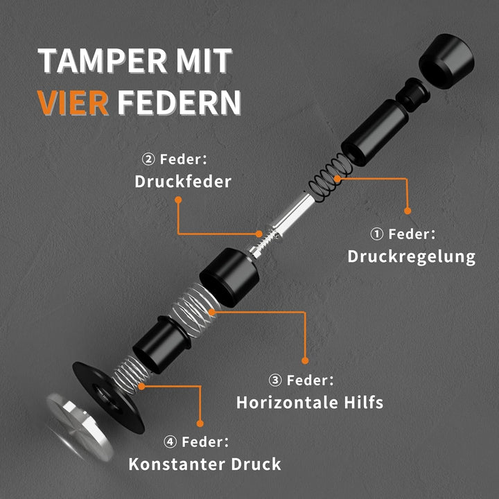 Tamper 51mm 4-Feder-System Kaffee Espresso Tamper für Barista Zubehör 25-35lbs Einstellbarer Anpress