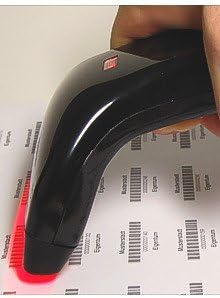 Albasca Black-Line USB Hand-Barcode-Scanner CCD Barcodescanner 82mm, 100 Scan/Sek. in schwarz