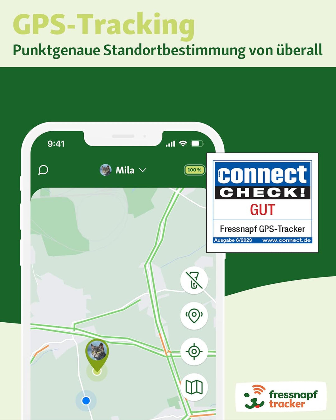 Fressnapf GPS Tracker für Katzen - 2. Generation - Ohne ABO - Ortung ohne Entfernungsbegrenzung - Ak