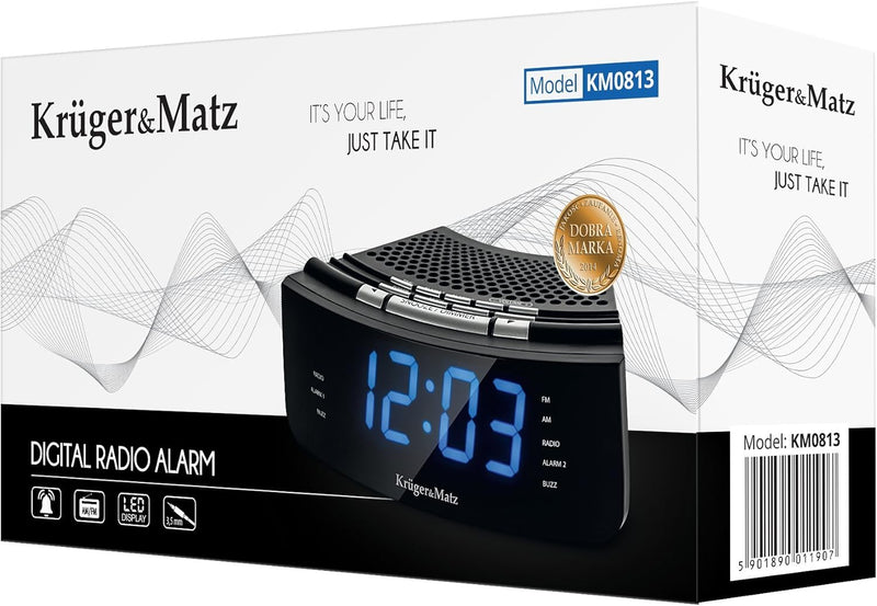 Krüger&Matz KM0813 Radiowecker Uhrenradio Wecker Uhr LED Display UKW FM AM Helligkeitsregler Snooze,