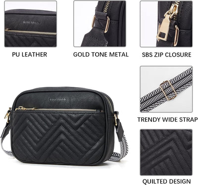 BOSTANTEN Damen Handy Umhängetasche, Crossbody Bag mit verstellbarem Breiter Gurt, PU Leder Gesteppt