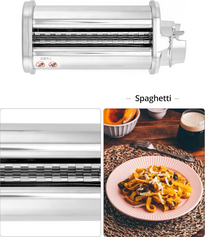 QWORK® 3er Set Nudelblattroller Spaghettischneider Fettuccineschneider, Nudelaufsatz aus SUS304 Edel