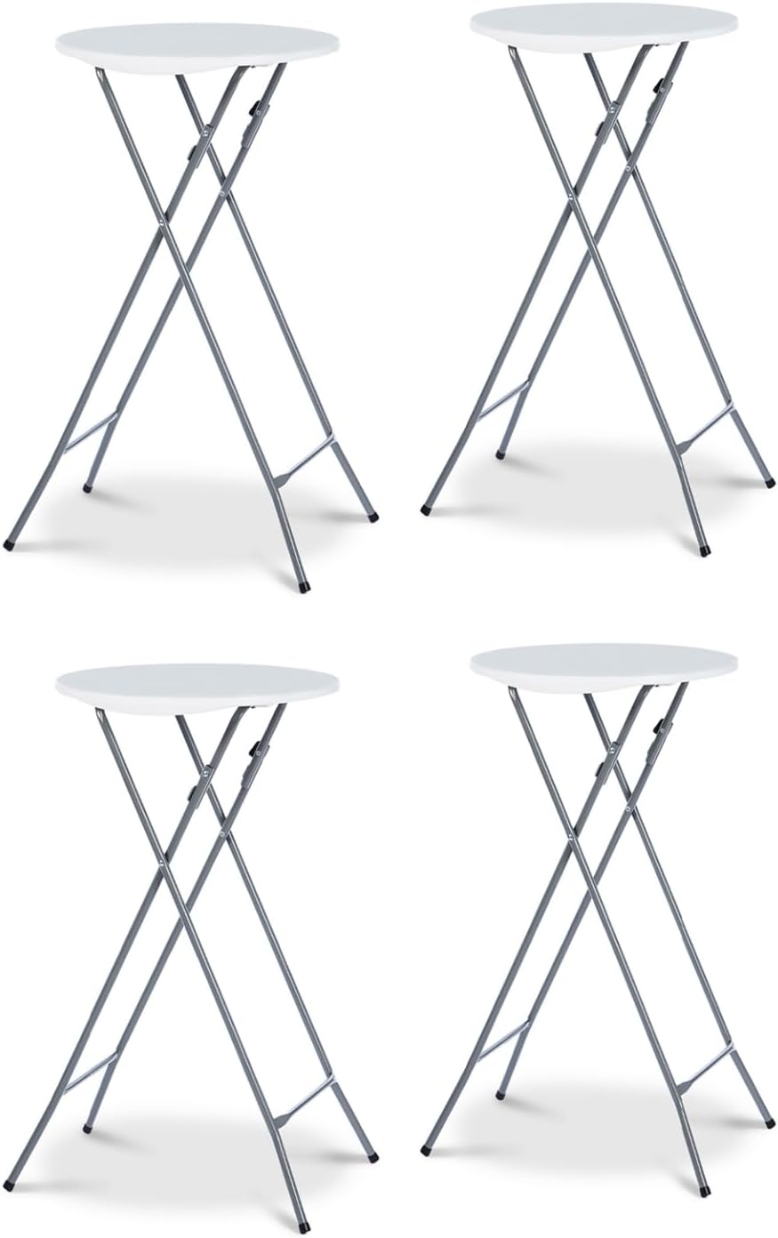 IDMarket - Set mit 4 hochklappbaren Tischen, 105 cm und 4 Bezügen, weiss
