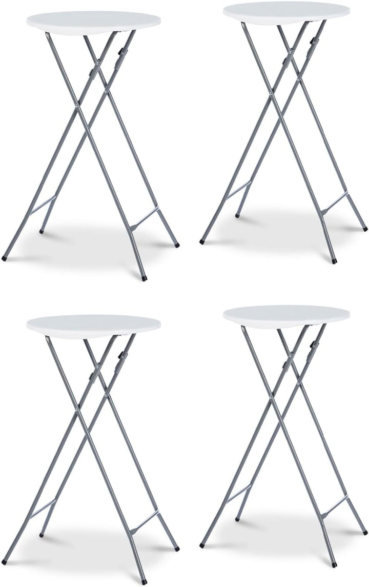IDMarket - Set mit 4 hochklappbaren Tischen, 105 cm und 4 Bezügen, weiss