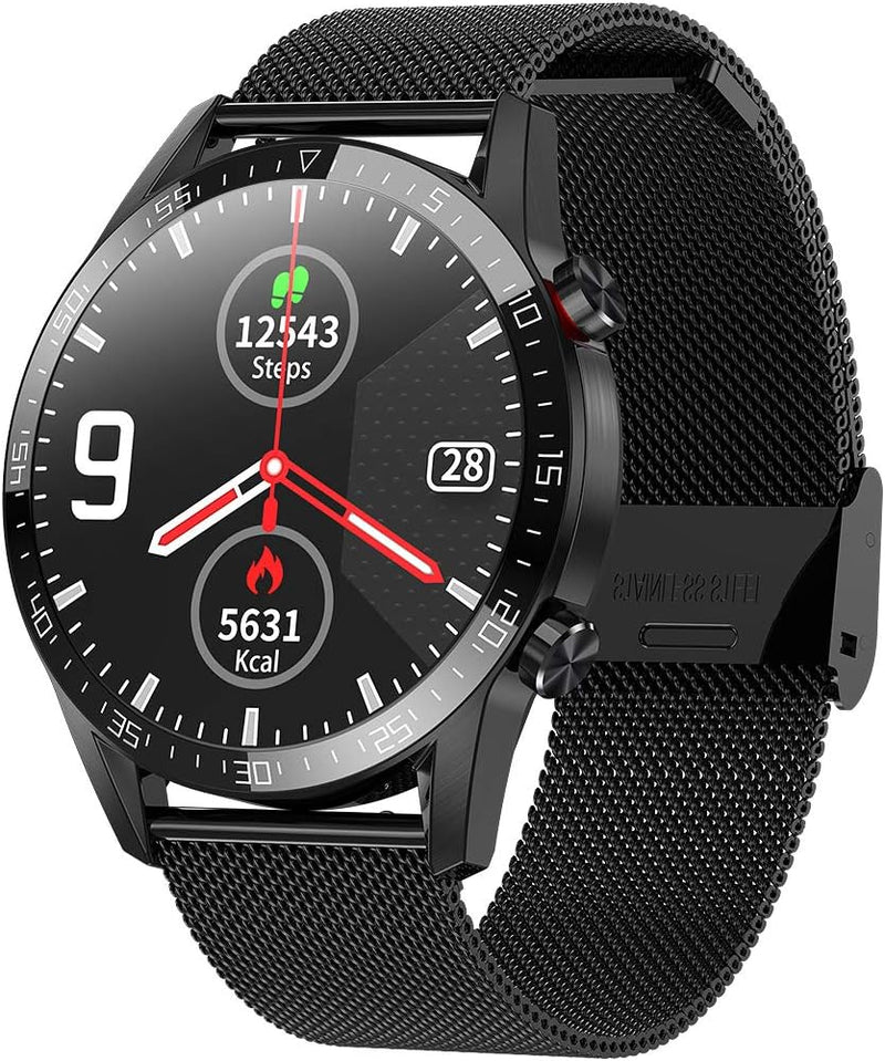 innjoo Smartwatch für Herren, IJ-Men Watch Atom, Schwarz (Stahl Schwarz)