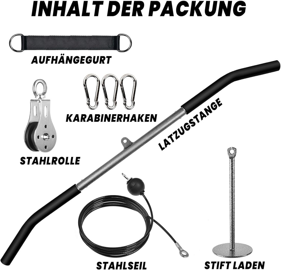 Lyndwin Kabelzug Fitness Latzug Gym Kabel, Fitness Kabelzug Set Trainer Trizeps Bizeps Rücken Arm Tr