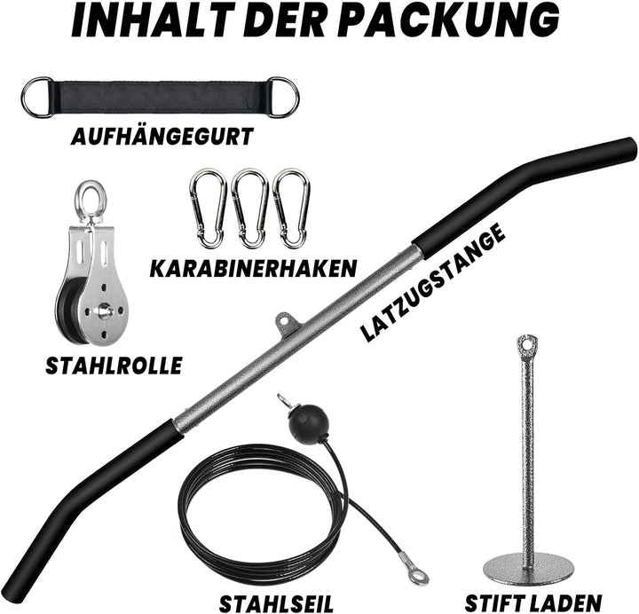 Lyndwin Kabelzug Fitness Latzug Gym Kabel, Fitness Kabelzug Set Trainer Trizeps Bizeps Rücken Arm Tr