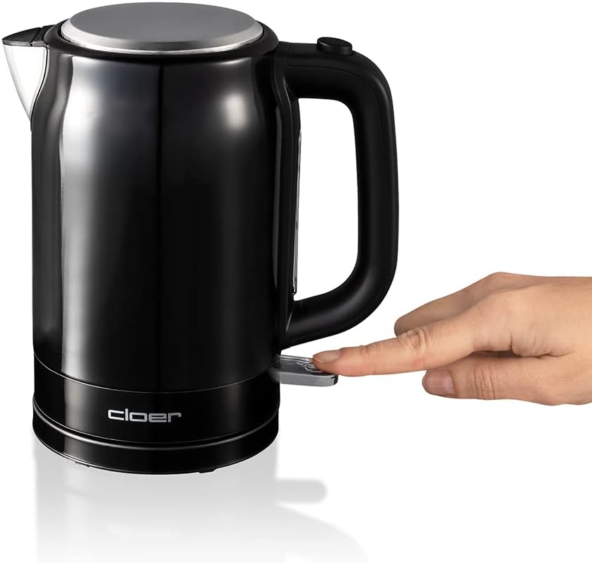 Cloer 4520 Wasserkocher Edelstahl, 2200 W, Wasserstandsanzeige, Trockengeh-und Überhitzungsschutz, 1