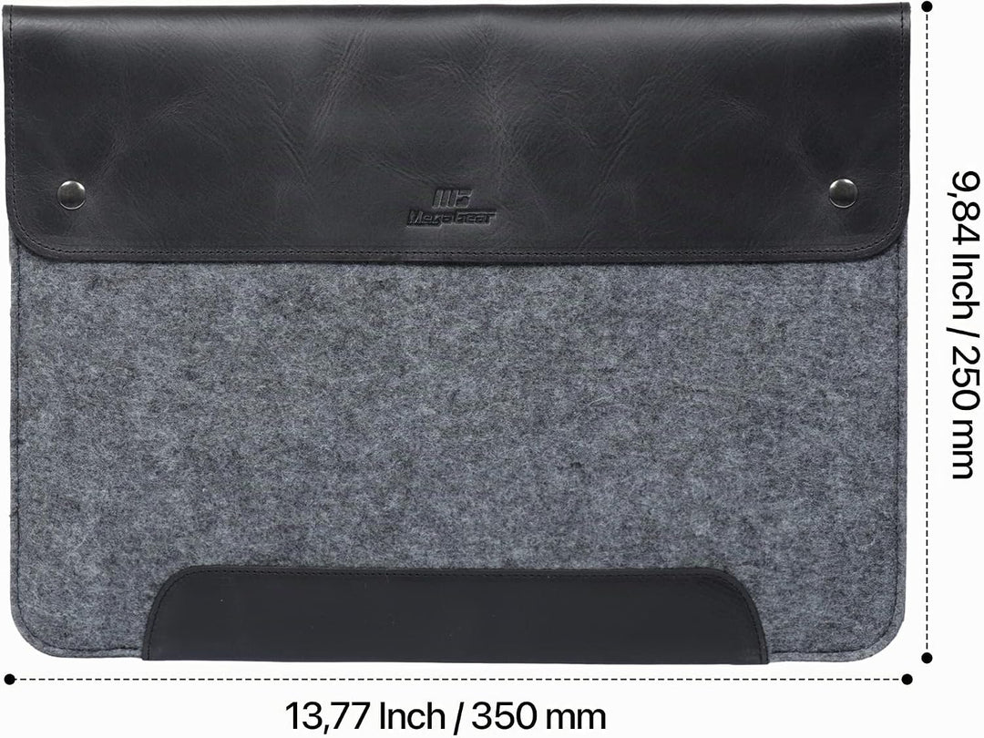 MegaGear MacBook-Tasche aus echtem Leder und Fleece, Laptop-Hülle für MacBook Pro und MacBook Air Hü