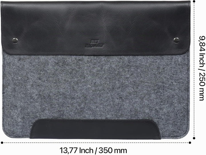 MegaGear MacBook-Tasche aus echtem Leder und Fleece, Laptop-Hülle für MacBook Pro und MacBook Air Hü