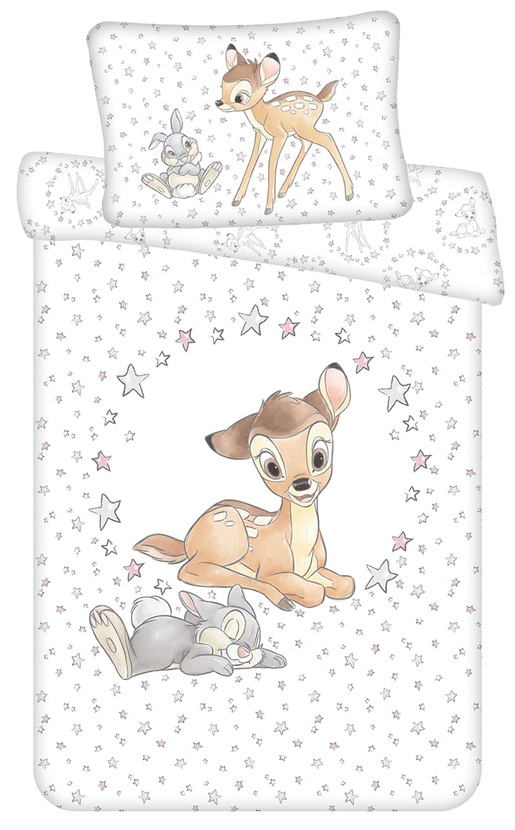 Bettwäsche Baby Bambi Stars, Disney, Bettbezug 2-teilig, 100 x 135 cm + Kissenbezug 40 x 60 cm, 100%