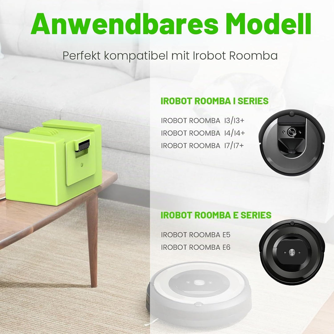 4Ah Li-ion Akku für i7, 14.4V 4000mAh Ersatz akku für iRobot Roomba e und i Serie i7/i7+ i4/i4+ i3/i