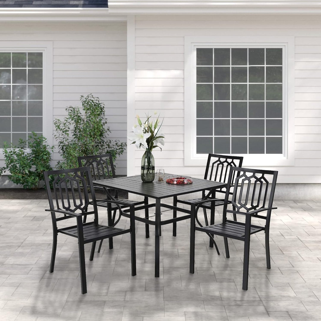 PHIVILLA Gartentisch und Stühle 4er Set Terrassentisch Stühle Metall Outdoor Bistro Gartenmöbel Sets