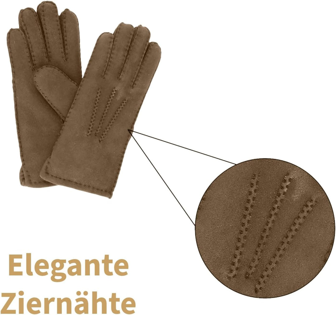 Lammfell Handschuhe für Damen - 100% Lammfell - warme Winterhandschuhe - Farben: schwarz und braun -