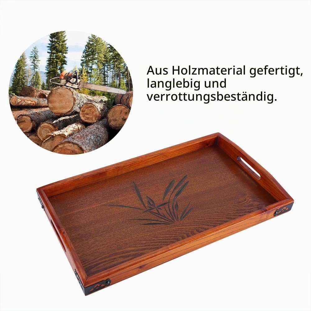 Holz Serviertablett Massivholz Rechteckig Serviertablett Wasser Getränke Tablett Frühstück Tee Servi