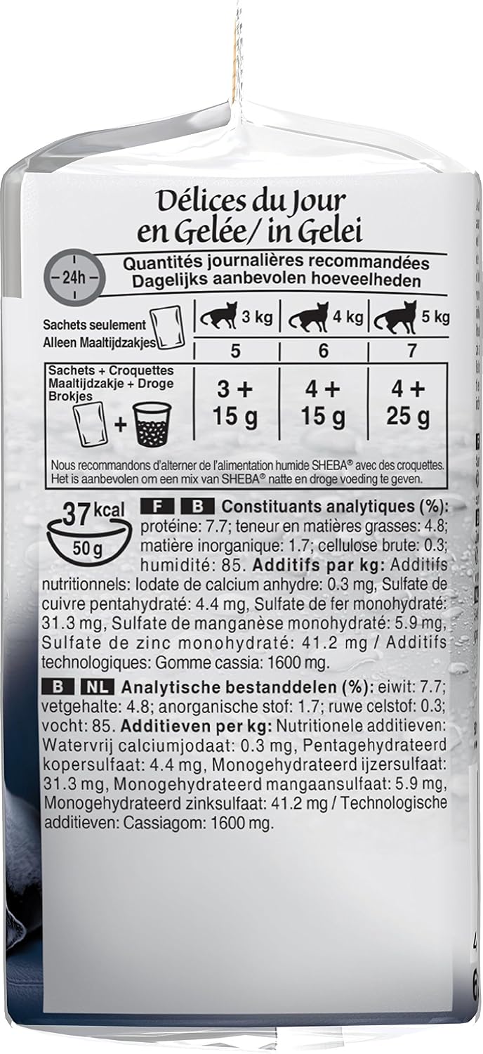 Sheba Délices du Jour – Nassfutter für ausgewachsene Katzen – Auswahl an Gelée – Frischebeutel 72 x