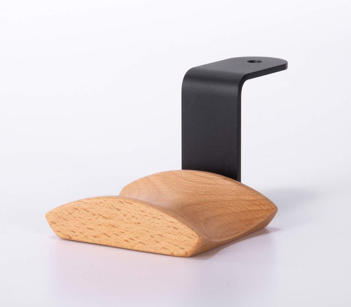 GGF Headset Halterung mit 6cm Breiter Kopfstütze aus Buche,Kopfhörer Ständer mit 3M Klebeband und Sc