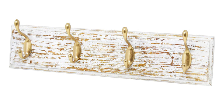 Lashuma 4er Wandgarderobe Vintage, Badezimmer Hakenleiste Antik Gold, Nostalgie Mehrzweckhaken Gröss