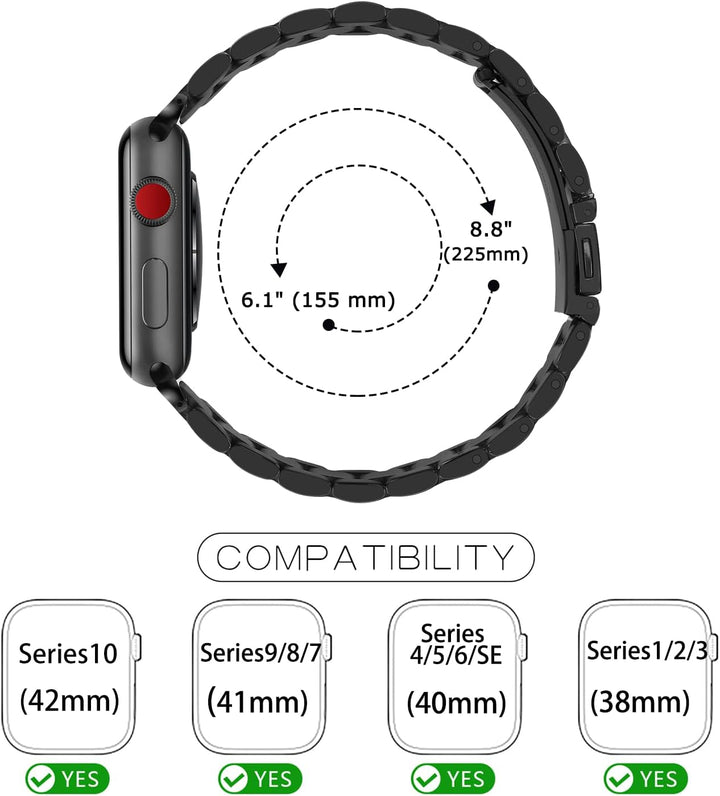 Tasikar Armband Kompatibel mit Apple Watch Armband 41mm 40mm 38mm Prämie Edelstahl Metall Ersatz Arm