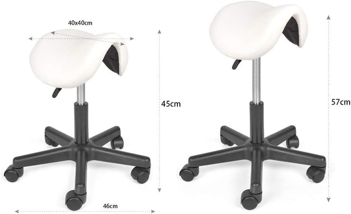 Mingone Sattelhocker Weiss Arbeitshocker 360° Drehbarer Hocker Ergonomischer Sitzhocker Höhenverstel