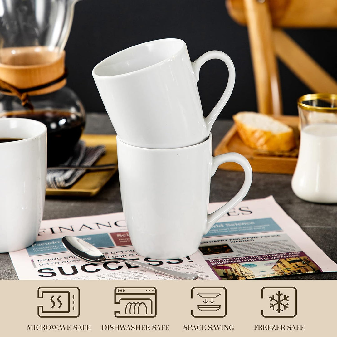 MALACASA, Serie Elisa, 6 TLG Porzellan Kaffeetasse Becher Set Tee Tasse Kaffeebecher Grauweiss