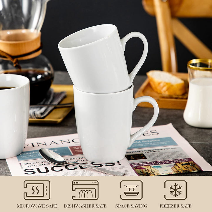 MALACASA, Serie Elisa, 6 TLG Porzellan Kaffeetasse Becher Set Tee Tasse Kaffeebecher Grauweiss