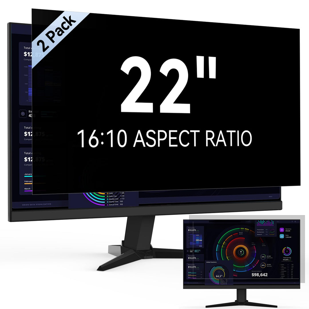 2 Stück Computer Monitor Sichtschutzfilter 22 Zoll Seitenverhältnis 16:10, Anti Blaulicht Blendschut
