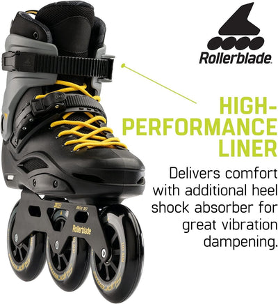 Rollerblade RB 110 Unisex Erwachsene Fitness Inline Skate Black/Saffron Yellow, Urban Performance In