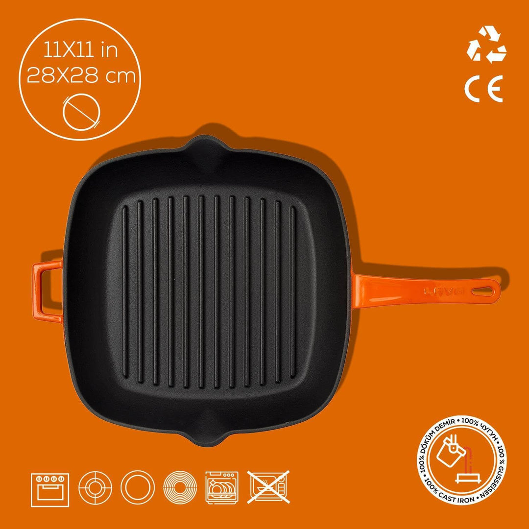 LAVA GRILLPAN M/TEGENGREEP 280X280 MM LVPGT2828K0O ORANGE/BLACK 47.5 x 32 x 5.7 cm Farbverlauf Orang