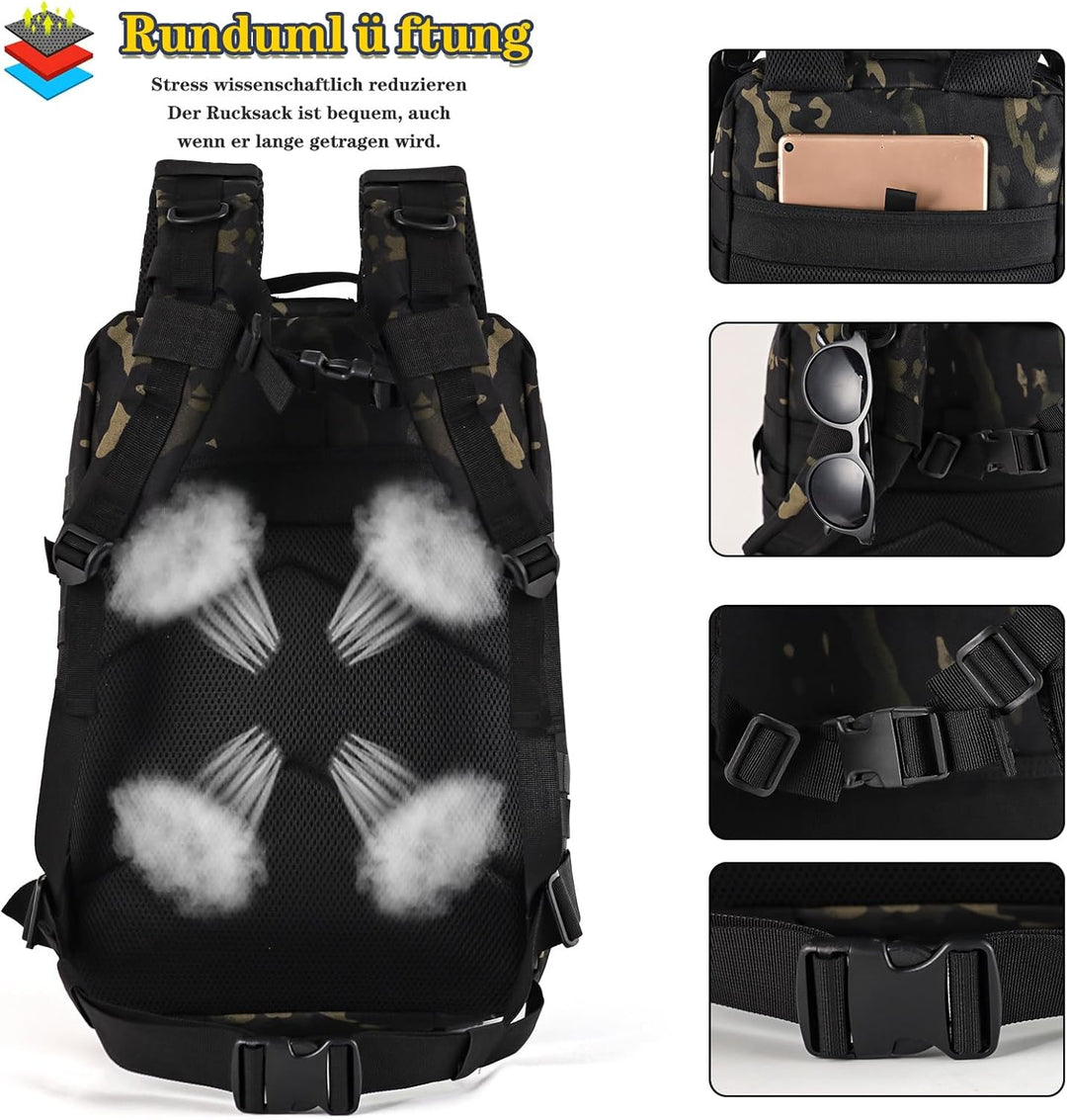 TANTOMI Taktischer Rucksack, 45L Militär Rucksack, Outdoor Rucksack, Travel Backpack, Tactical Backp