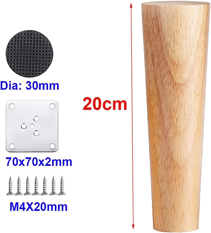 Qrity Möbelfuss Holz, 4 Stück Holzfüsse Möbelfüsse Sofafüsse mit Montageplatten & Schrauben für Schr